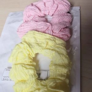 Pink and Yellow Scrunchies